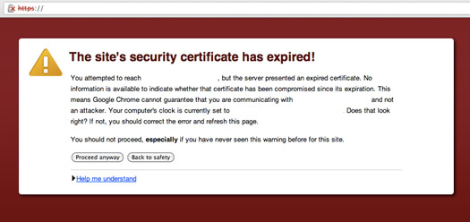 Expired SSL Certificate Warning in Chrome