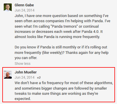 Google's John Mueller Clarifies Panda Tremors