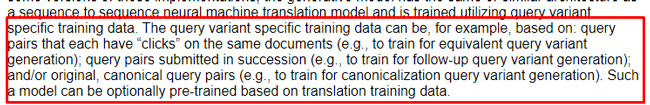 Google's generative model trained on query pairs that have clicks on the same document.