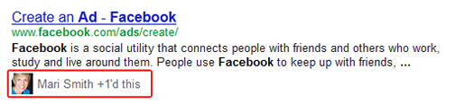 +1 annotation in organic search results