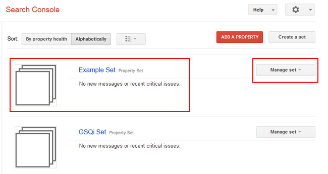 Managing a property set in GSC.