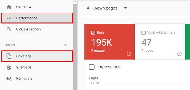 The Performance and Coverage reports in Google Search Console (GSC)