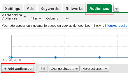 Adding an audience from within an ad group