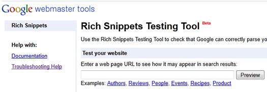 Google's Rich Snippets Testing Tool