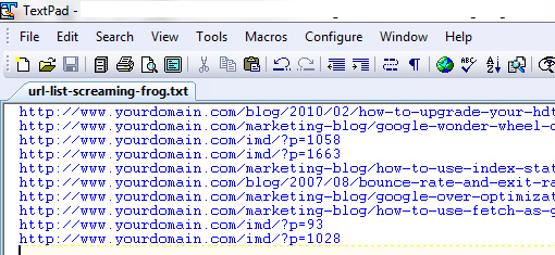 Copy the URL list to a text file