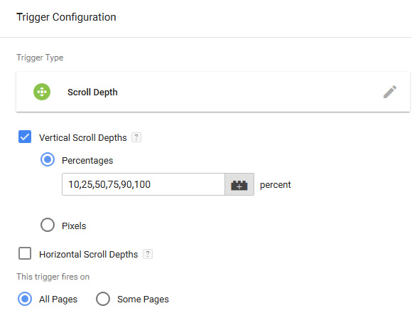 Setting up scroll depth tracking in Google Tag Manager