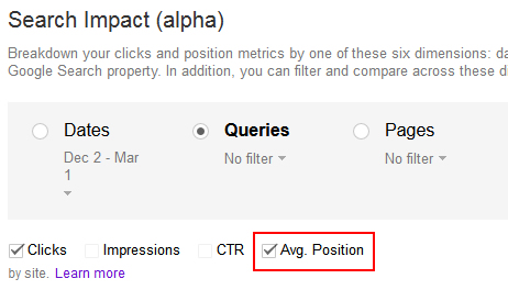 Adding The Average Position Metric In The Search Impact Reporting