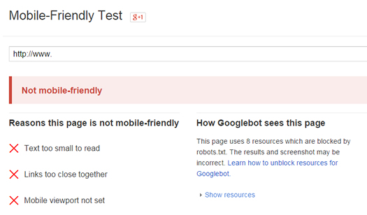 Using Google's Mobile Friendly Test 