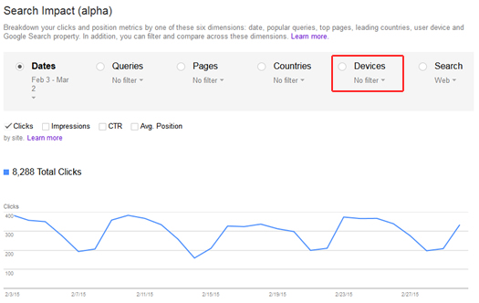 Search Impact Reporting in Google Webmaster Tools