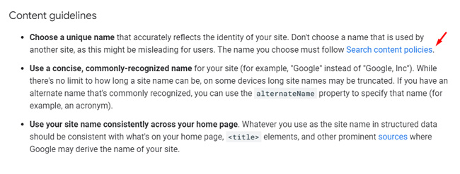 Content guidelines for site names in Google Search