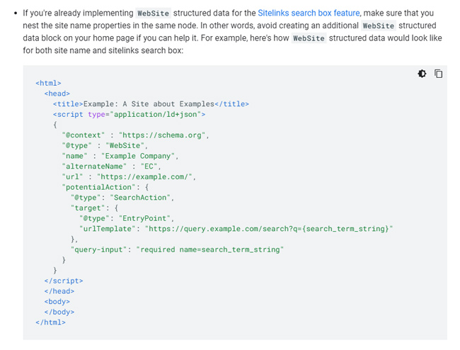 Nesting WebSite structured data properly