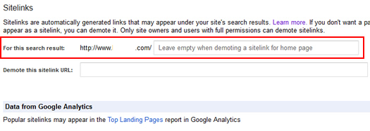 Enter search result when demoting sitelinks.