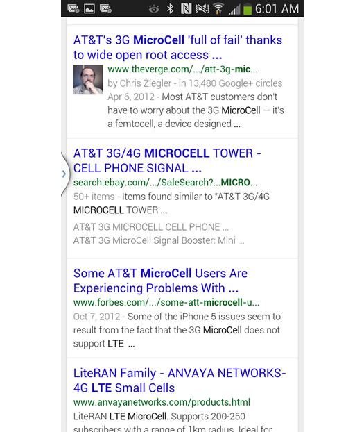 Mobile Search for LTE Microcell on Google