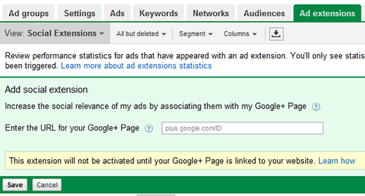 Adding Social Extensions in AdWords