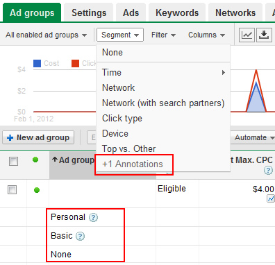 +1 Annotations Segment in Google AdWords