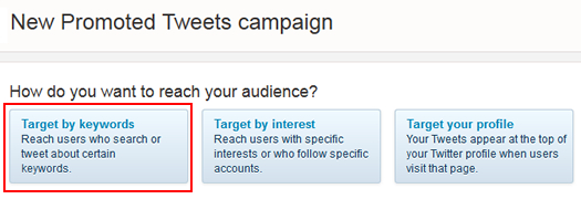 Select keyword targeting in Twitter Ads