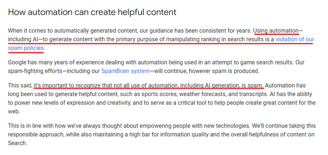 Google's stance on AI content.