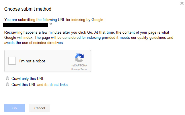 Using fetch and submit in Google Search Console (GSC).