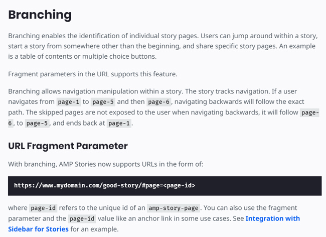 Deep linking in Web Stories.