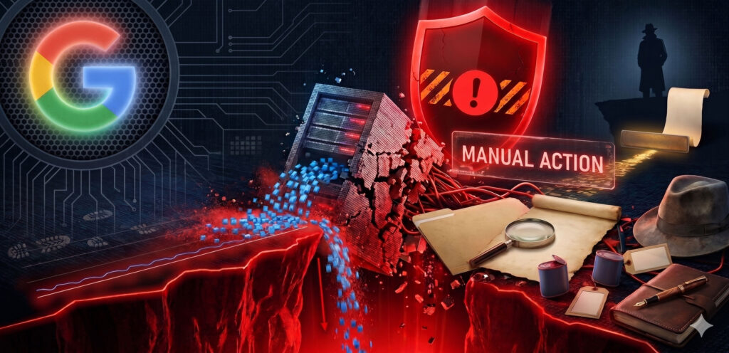 Deindexed and down with a delayed manual action.