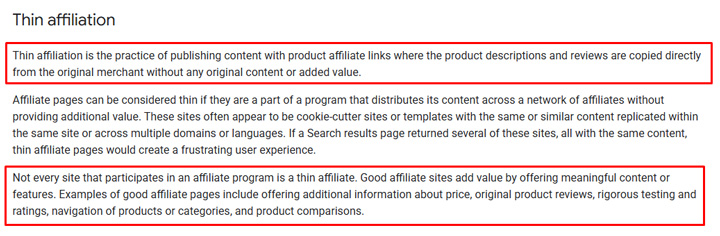 Thin Affiliation in Google's spam policies.